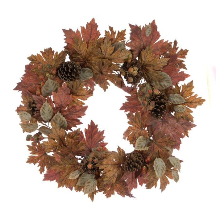 Autumn Maple Leaf Wreath 66cm Brown